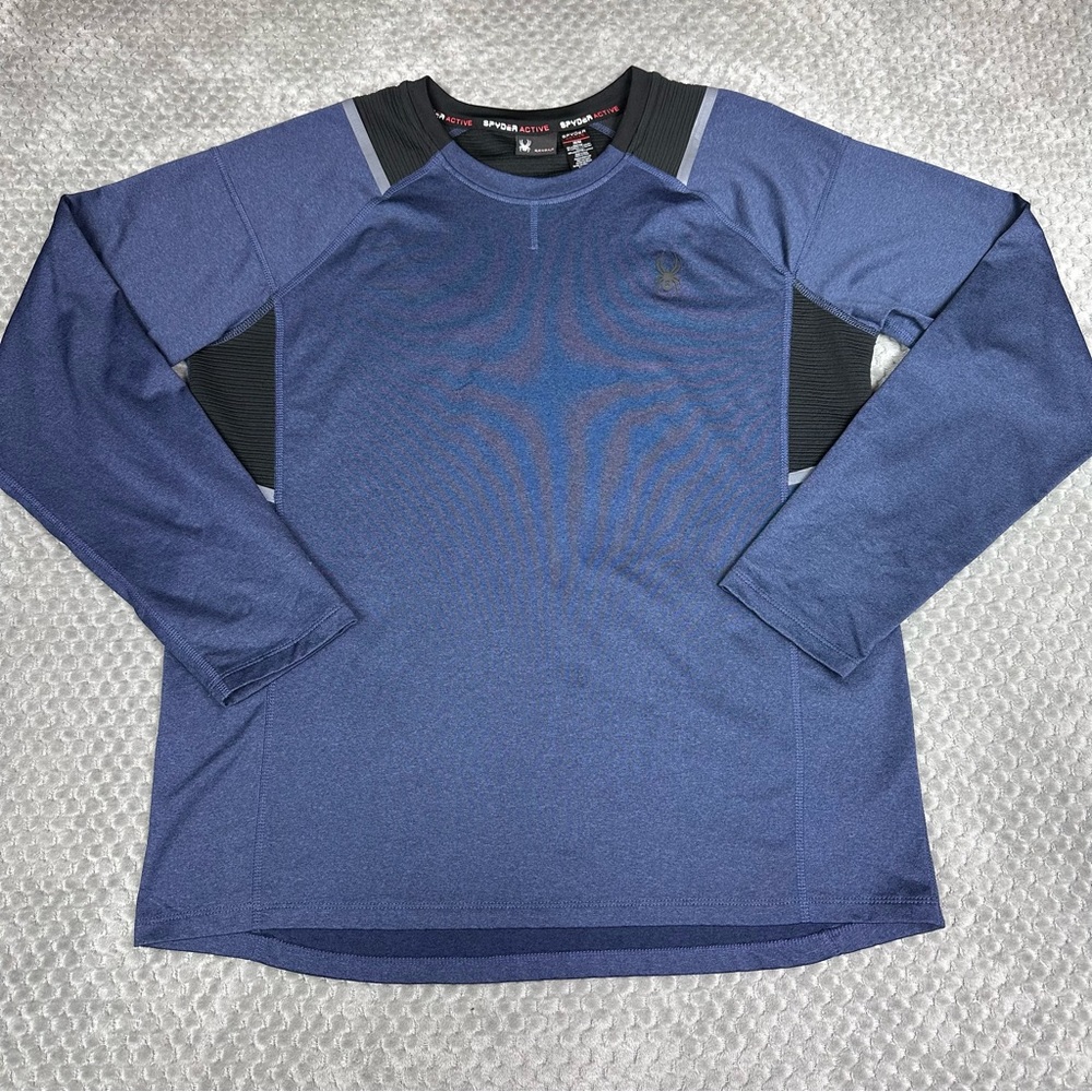 Spyder Active Sweater Mens Medium Navy ProWeb Gorpcore Crewneck Long Sleeve